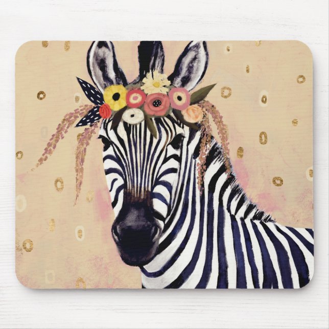 Alfombrilla De Ratón Klimt Zebra | Adornadas En Flores (Frente)