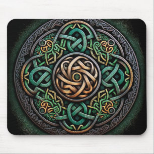 Alfombrilla De Ratón Knot Celtic Green Gold Knotwork