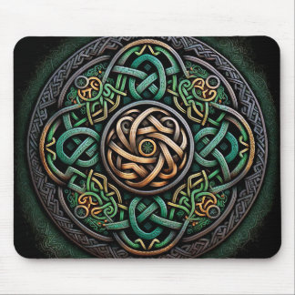 Alfombrilla De Ratón Knot Celtic Green Gold Knotwork