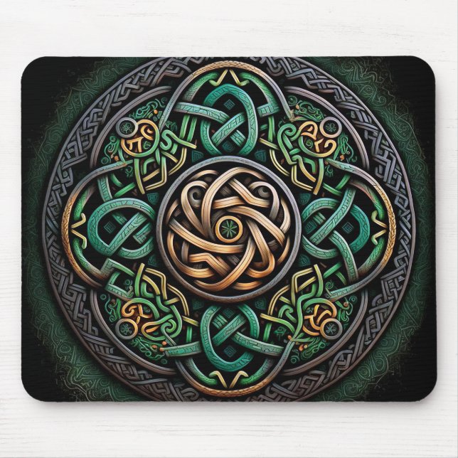 Alfombrilla De Ratón Knot Celtic Green Gold Knotwork (Frente)