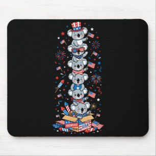 Alfombrilla De Ratón Koala Divertido Bandera Americana Estadounidense D
