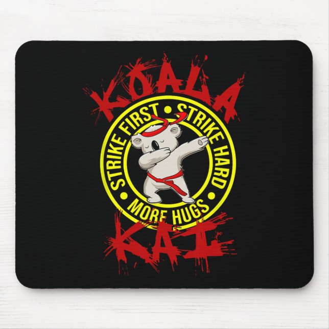 Alfombrilla De Ratón Koala Kai Divertido Karate Ninja Dojo Koala Abraza (Frente)