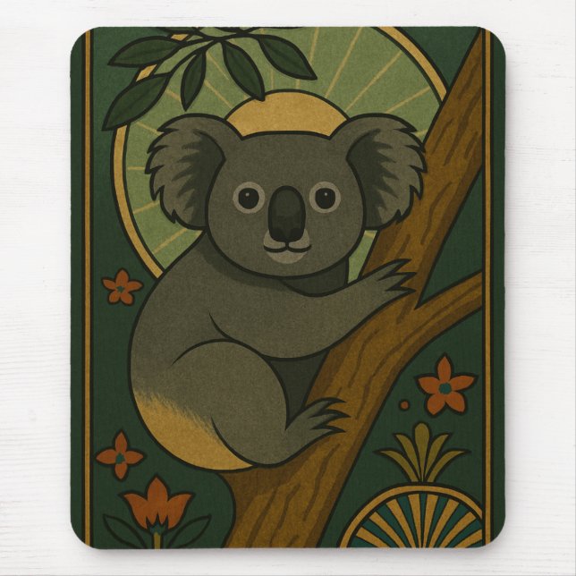 Alfombrilla De Ratón Koala ornamental en Mandala Botánica (Frente)