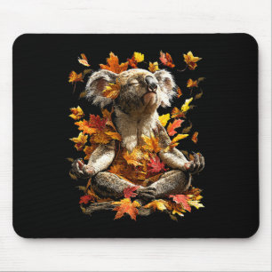 Alfombrilla De Ratón Koala Pacífico Hojas de Otoño Meditando Animal Yog