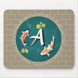 Alfombrilla De Ratón Koi Fish Pond japonés verde realista