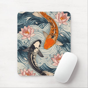 Alfombrilla De Ratón Koi Fish Yin Yang Lotus Art