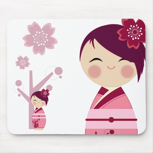 Alfombrilla De Ratón Kokeshi Sakura Mousepad (Frente)