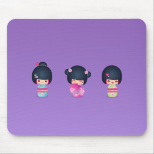 Alfombrilla De Ratón kokeshi tres Mousepad
