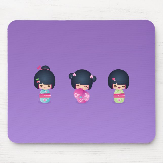 Alfombrilla De Ratón kokeshi tres Mousepad (Frente)