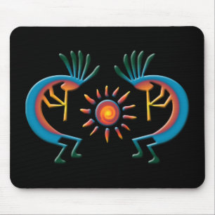 Alfombrilla De Ratón Kokopelli con Sun Southwest Black Mousepad