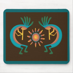 Alfombrilla De Ratón Kokopelli Sun Southwest Turquoise Brown Mousepad