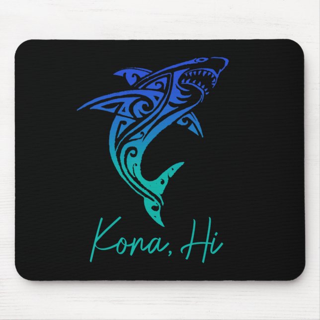 Alfombrilla De Ratón Kona Hawaii Shark Diving Fishing Surfing Surfer Ha (Frente)