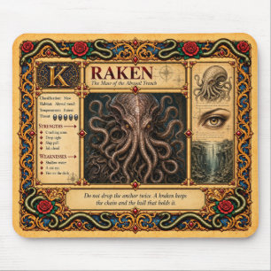 Alfombrilla De Ratón Kraken, Arte de Bestiario Medieval