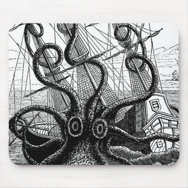 Alfombrilla De Ratón Kraken Eatting un velero (Frente)