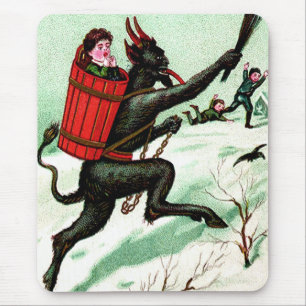 Alfombrilla De Ratón Krampus persiguiendo a niños malos Invierno Nieve