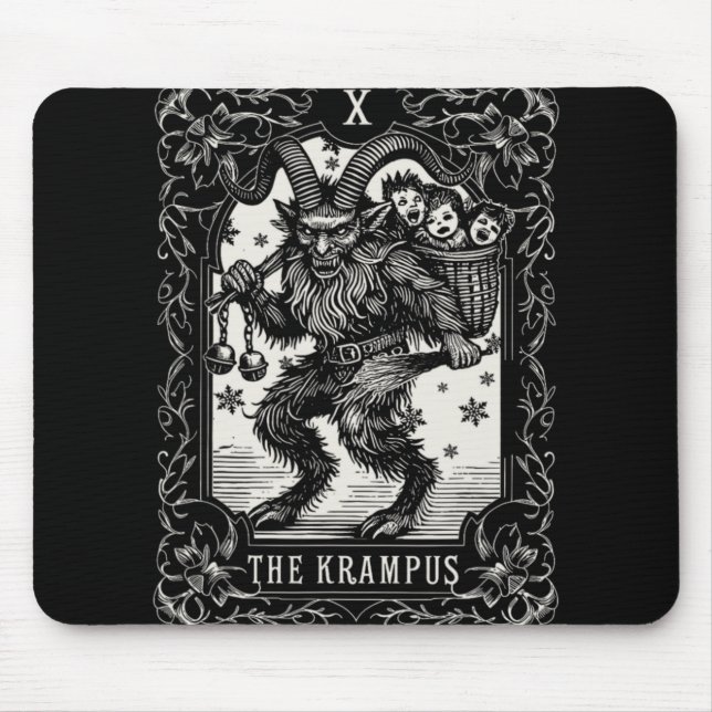 Alfombrilla De Ratón Krampus Tarot Card Design Christmas Season Evil Pa (Frente)