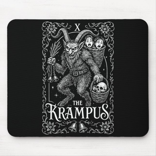 Alfombrilla De Ratón Krampus Tarot Card Design Christmas Season Evil Pa (Frente)