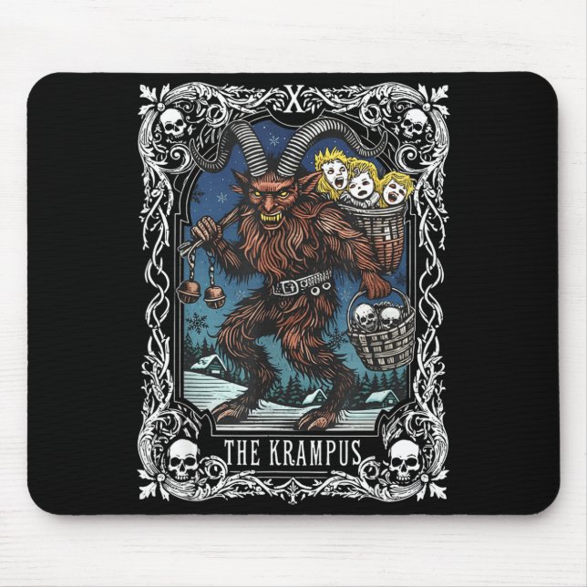 Alfombrilla De Ratón Krampus Tarot Card Design Christmas Season Evil Pa (Frente)