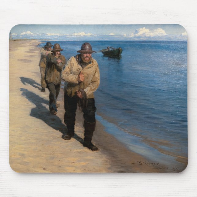 Alfombrilla De Ratón Kroyer - Tres pescadores lanzando un bote (Frente)