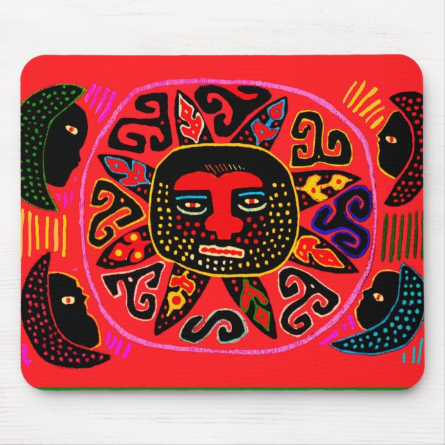 Alfombrilla De Ratón Kuna Tribal Del Sol (Frente)