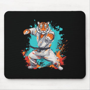 Alfombrilla De Ratón Kung Fu Tigre Acuarela Artes Marciales Jiu-Jitsu