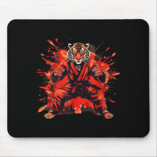 Alfombrilla De Ratón Kung Fu Tigre Acuarela Mma Taekwondo Jiu-Jitsu