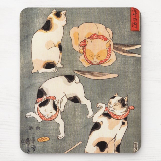 Alfombrilla De Ratón Kuniyoshi cuatro gatos (Frente)