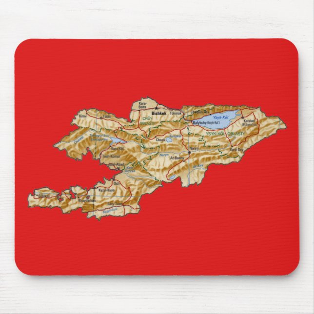 Alfombrilla De Ratón Kyrgyzstan Map Mousepad (Frente)