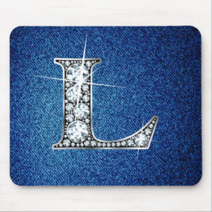Alfombrilla De Ratón L Faux-"Diamond Bling" en Denim Mousepad