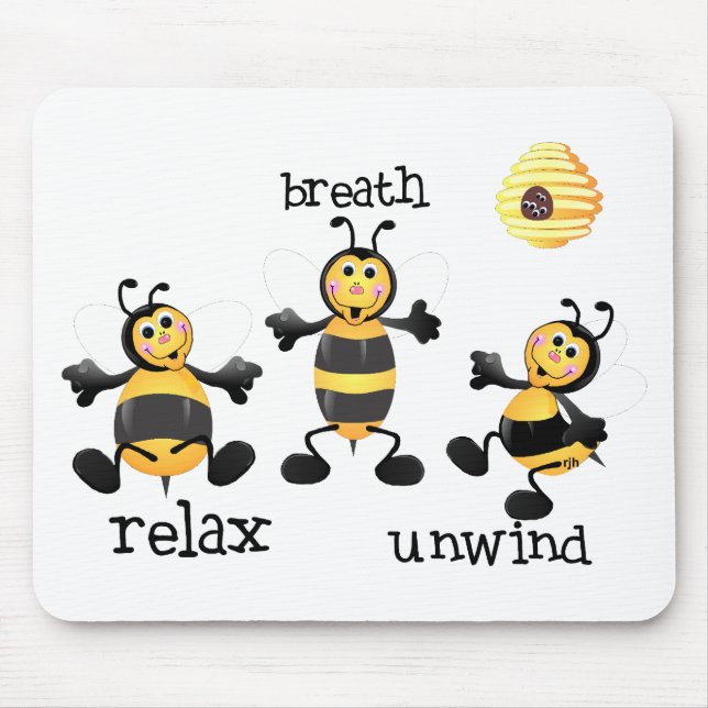 Alfombrilla De Ratón La abeja se relaja - respiración - desenrolla (Frente)