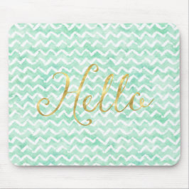 Alfombrilla De Ratón La acuarela elegante Chevron de la menta raya el