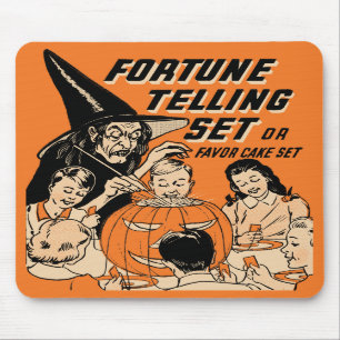 Alfombrilla De Ratón La adivinación de Halloween del vintage fijó
