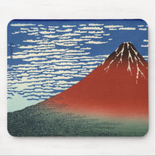 Alfombrilla De Ratón La almohadilla roja Fuji del ratón de Hokusai