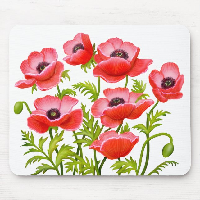 Alfombrilla De Ratón La amapola de jardín roja florece Mousepad (Frente)