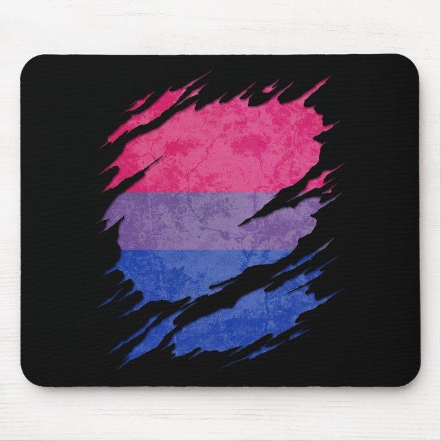 Alfombrilla De Ratón La bandera bisexual del orgullo rasgada revela (Frente)