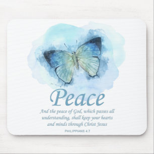 Alfombrilla De Ratón La Biblia Cristiana Femenina Verse Butterfly:Paz