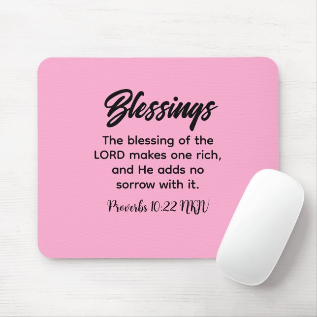 Alfombrilla De Ratón La Biblia Cristiana Rosa bonito Verse (Con ratón)