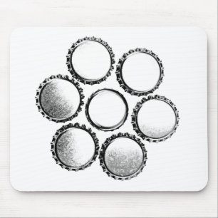 Alfombrilla De Ratón La botella de cerveza capsula la flor