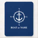 Alfombrilla De Ratón La brújula náutica es la que marca tu barco o la m<br><div class="desc">Anclador de brújula náutica y su nombre personalizado o nombre de barco,  almohadilla de ratón.</div>