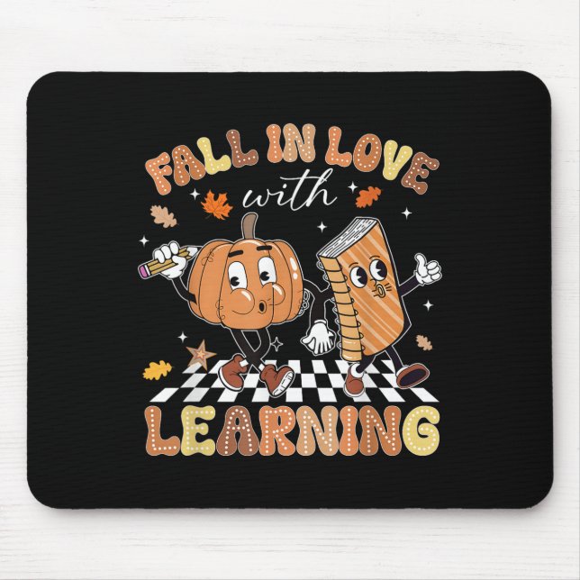 Alfombrilla De Ratón La Caída Retro Enamorada De Aprender Calabaza De O (Frente)