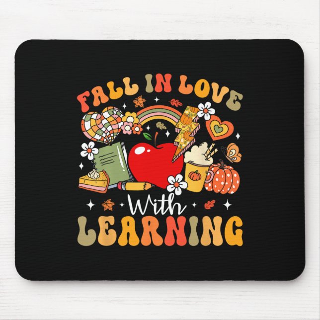 Alfombrilla De Ratón La Caída Retro Enamorada De Aprender Calabaza De O (Frente)