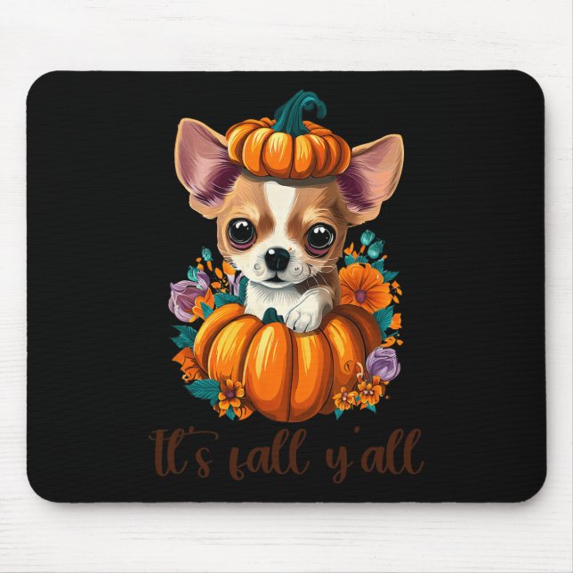 Alfombrilla De Ratón La calabaza floral chihuahua hallo (Frente)