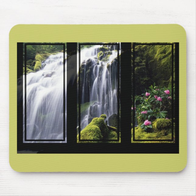 Alfombrilla De Ratón La cascada de la jungla: Triptych Digital Art (Frente)