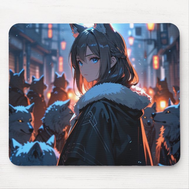 Alfombrilla De Ratón La Chica y su Wolf Pack Mousepad (Frente)