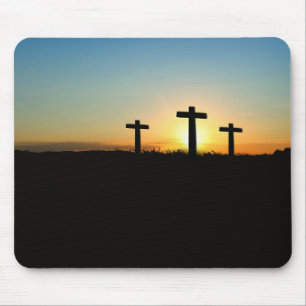 Alfombrilla De Ratón La crucifixión cruza al atardecer