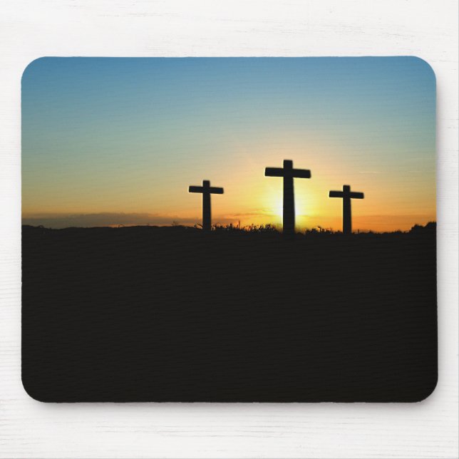 Alfombrilla De Ratón La crucifixión cruza al atardecer (Frente)
