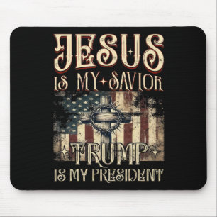 Alfombrilla De Ratón La Cruz de la Bandera Estadounidense Jesús Es Mi S