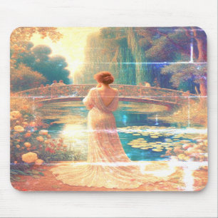 Alfombrilla De Ratón La dama parada junto al lago en un mousepad