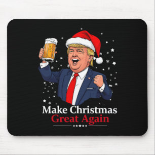 Alfombrilla De Ratón La divertida cerveza Trump que bebe Navidades 2024
