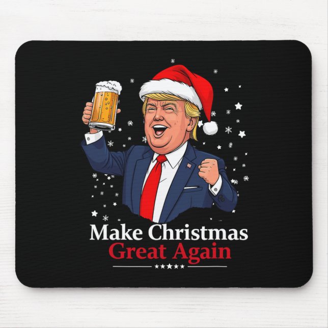Alfombrilla De Ratón La divertida cerveza Trump que bebe Navidades 2024 (Frente)
